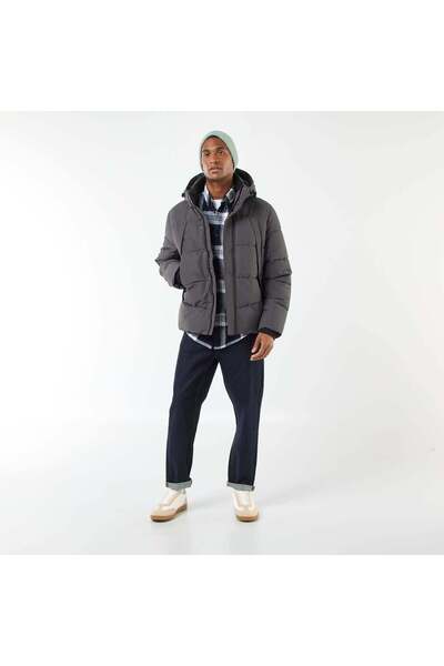 KİABİ Thick Padded Jacket with Zipped Hood GREY