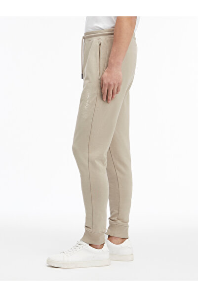 Calvin Klein Men Vintage Khaki Cotton Structured Embroidered Sweatpants