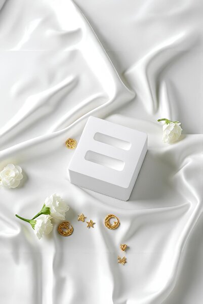 betonmall 9 Pieces Concrete Ring Holder Stand Set - Handmade White Minimalist Jewelry Display Presentation Tray