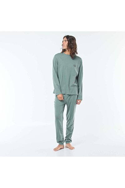 KİABİ Long jersey T-shirt and trousers pyjama set - 2-piece set GREEN