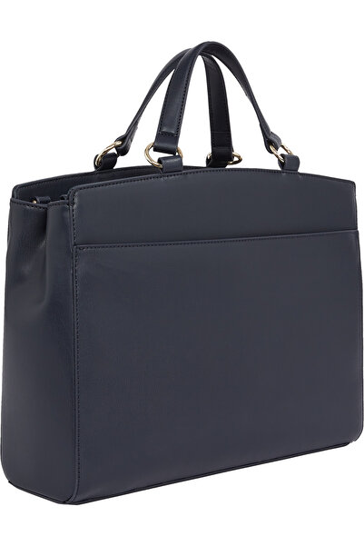 Tommy Hilfiger Women Space Blue Polyurethane Monotype Satchel Bag