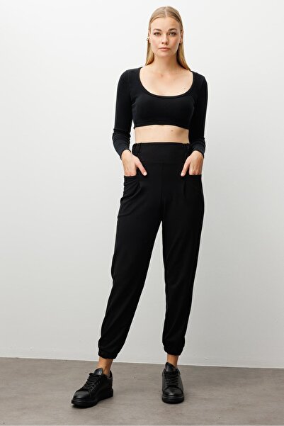 Moda İlgi Modailgi Torba Cep Şalvar Pantolon Siyah