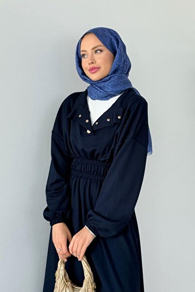 VENT GİYİM Girne Buy Elastic Dress |   Modal Cotton Long Dress – Hijab Casual Dress with Snap Detail