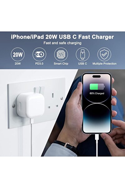 YONK New 20W USB C Power Supply Fast Charger with 1.5 m USB C to Lightning Cable Power Adapter