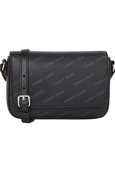 Tommy Hilfiger حقيبة كروس بودي نسائية سوداء اللون من البولي يوريثين مطبوعة بشعار