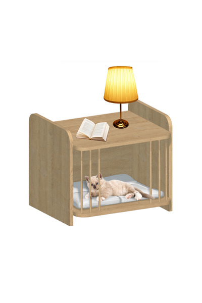 arthubo Ahşap Çerçeveli Evcil Hayvan Yatağı – Kedi & Köpek İçin Yatak Yanı / ...