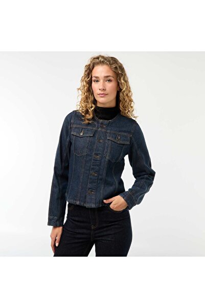 KİABİ Fitted Raw Denim Jacket BLUE