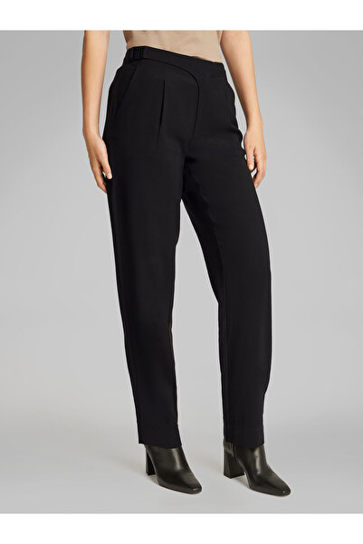 Calvin Klein Women Black Soft Viscose Pleated Trousers