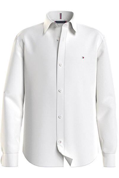 Tommy Hilfiger تي شيرت للأولاد باللون الأبيض من القطن المتين من قماش البوبلين...