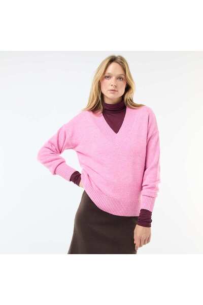 KİABİ V-Neck Solid Sweater PINK