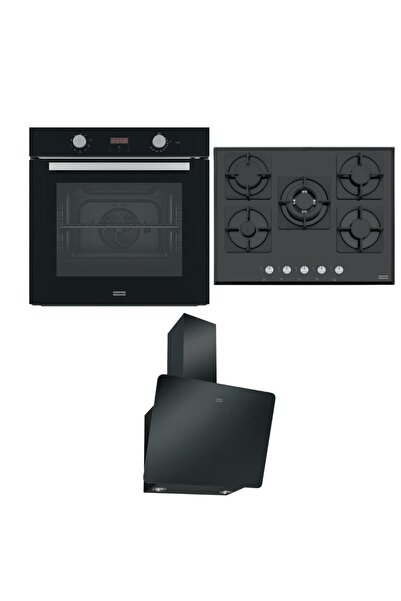 Franke Siyah Set 1, Fırın, Ocak 60 cm, Davlumbaz 60 cm, Mikrodalga, Bulaşık Makinası, Evye ve Armatü
