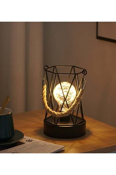 Nsf Alqamar Metal Cage Table Lamp, LED Lantern Battery Operated