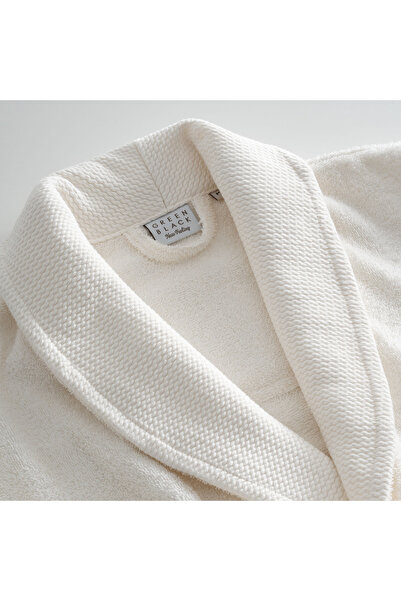Green Black Lara Women's Bathrobe 100% Cotton Jacquard Cream