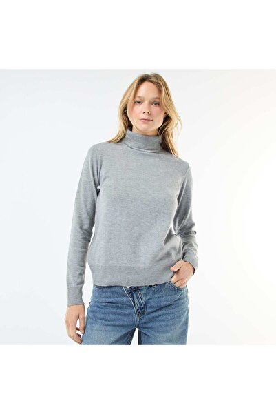 KİABİ Plain Roll Neck Jumper GREY