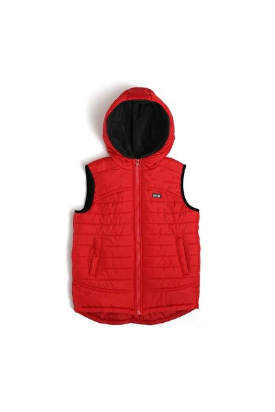 NANİCA Red Boy's Hooded Puffer Vest 6-16 Years Old