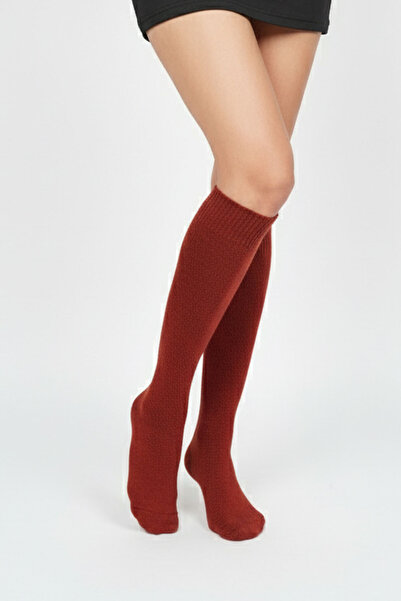 Buluş Organic 2-Pack of Burgundy Organic Sheep Wool Women's Knee-High Socks