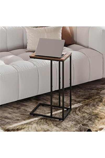 Enjoylifeme End Table, C-Shaped Small Side Table, Adjustable Height 360°Swivel Couch Tables
