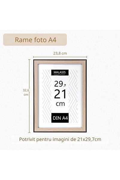 Home4U Set Photo Frames, Versatile, Wood, A4 (21x29.7cm), Acrylic, 3 pcs, Malasis