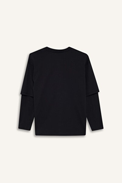 DeFacto Μακρυμάνικο μπλουζάκι για αγόρια E9585A8/NV86 NAVY