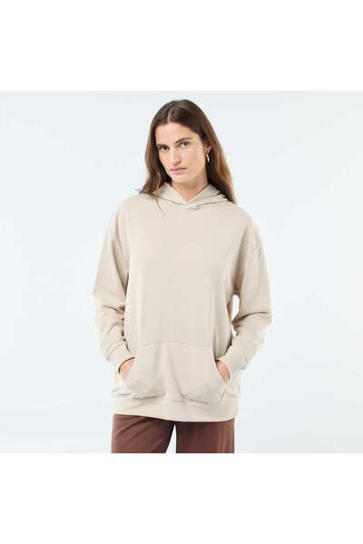 KİABİ Solid Cotton Hoodie BEIGE