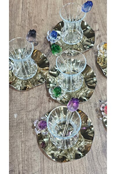 Turkish Store İstanbul Rose Garden 6 Person Tea Set