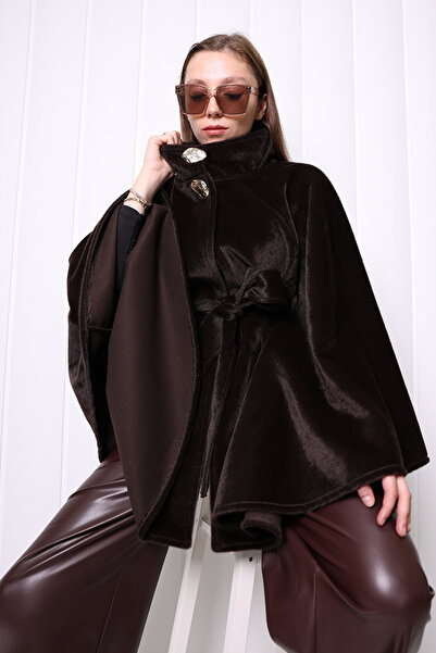 KÜBRA Angora Poncho Brown