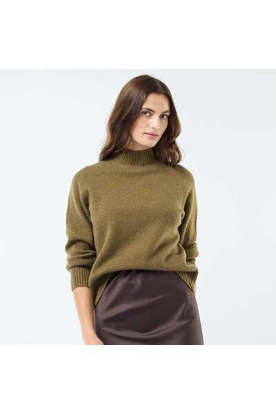 KİABİ سترة محبوكة برقبة عالية باللون الكاكي