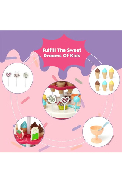 Generic 36PCS Ice Cream Toys Candy Cart Kids Play House Toys with Candy Ice Cream Chocolate,Large Storage
