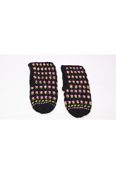 Mersin Alzheimer Derneği El Örgüsü Siyah üzeri Pemçe Çiçek Desenli Kadın Pati...