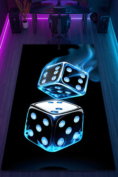 HalıOnline Şans Oyunları Desenli Kaymaz Taban Makinede Yıkanabilir Gaming Oyu...