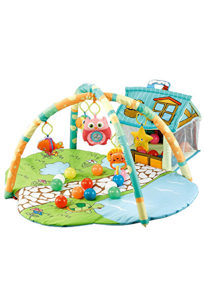 Creative World Toys Centru de activități Happy Farm 3 în 1: Căsuță de joacă și cort cu bile, saltea + 30 de bile