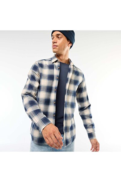 KİABİ قميص منقوش بقصّة عادية باللون الأزرق