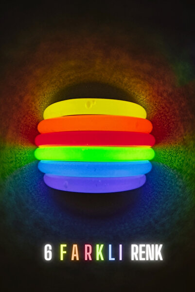 UÇAN SİNCAP Fosforlu Karanlıkta Parlayan Neon Parti Çubukları (50 Çubuk - 50 Bağlama Aparatı) - Glow Stick