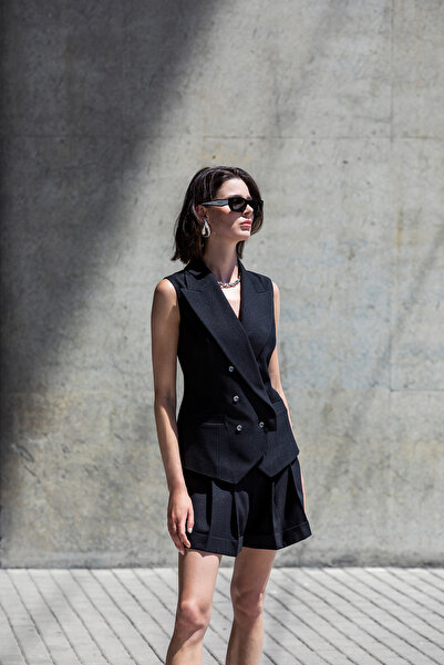 Berr-ın Double-Breasted Closure Vest Black