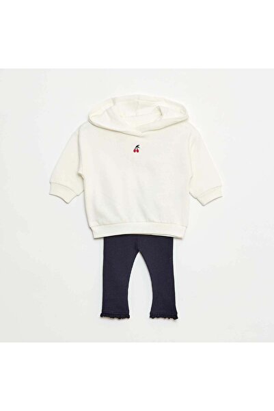 KİABİ Hooded Sweatshirt + Knit Leggings Set WHITE
