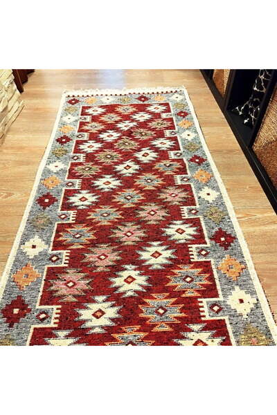 OEM Traditional rug, size 80 x 125 cm, red and cream, Rustic model