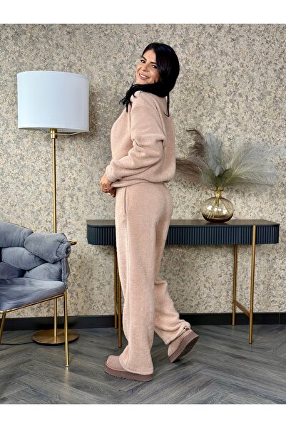 RAMONA BADESCU EXCLUSIVE Costum din tricot pufos cu cardigan și pantaloni lejeri