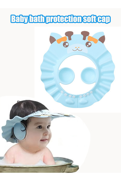 Generic Baby bath protection soft cap Baby shower caps Adjustable silicone sh...