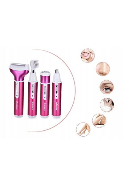 HANGZHOU A LINK STAR TECHNOLOGY CO. HANGZHOU Portable Epilator 4 Heads – 4 in 1, Dark Pink, USB
