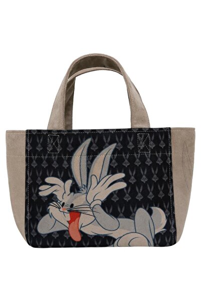 Dogo Women's vegan black medium tote bag - warner bros bugs bunny playful bugs design