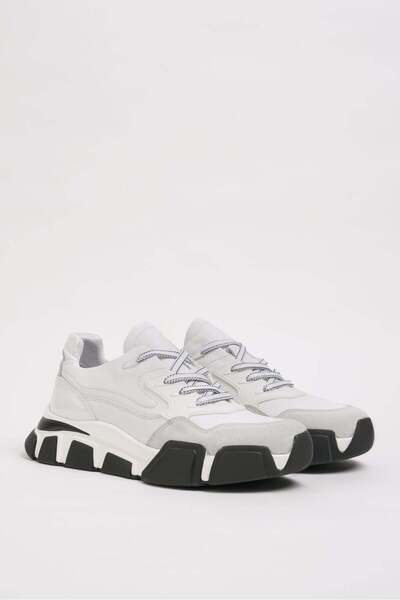 Faruk balkanas Diamond Model Imported Sole Genuine Combination Leather Sneaker Shoes