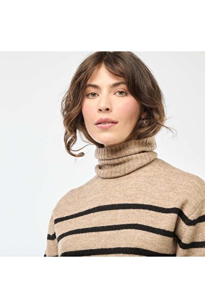 KİABİ Chunky Knit High Neck Jumper BEIGE