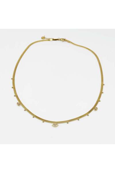 Twenty Eight قلادة فولاذية بتفاصيل العين والحجر