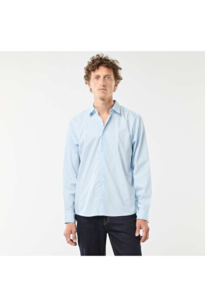 KİABİ قميص منقط بقصّة عادية باللون الأزرق