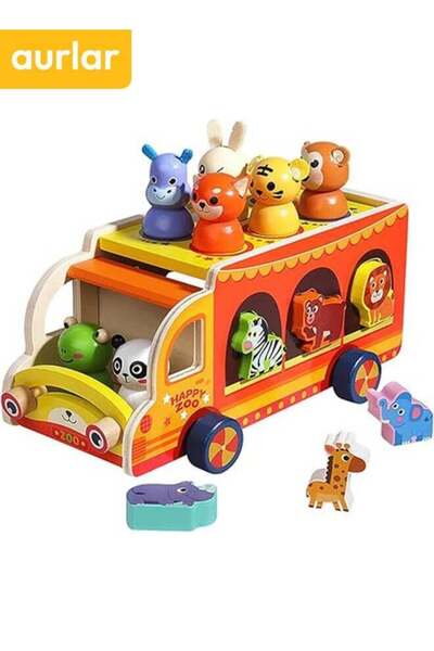 Aurlar لعبة سيرك الحيوانات الخشبية من مونتيسوري