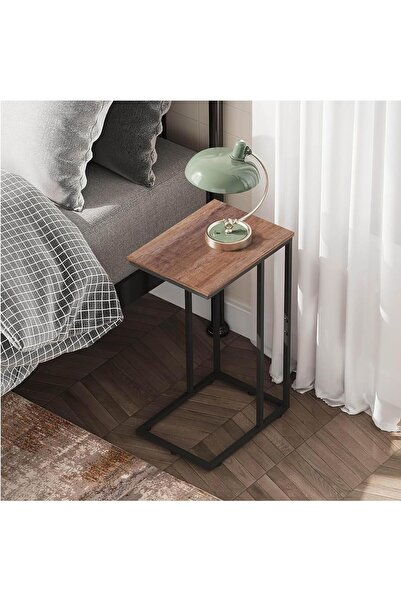 Enjoylifeme End Table, C-Shaped Small Side Table, Adjustable Height 360°Swivel Couch Tables