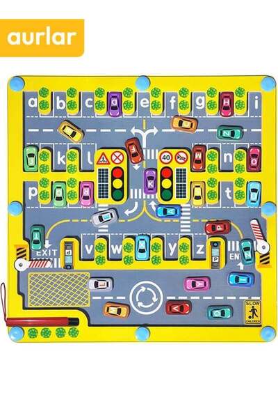 Aurlar متاهة الأبجدية المغناطيسية من مونتيسوري - لعبة مطابقة الحروف الخشبية