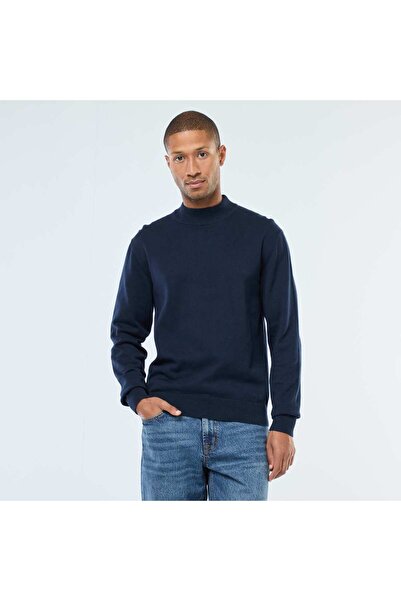 KİABİ Lightweight Fine Knit Roll Neck Jumper BLUE