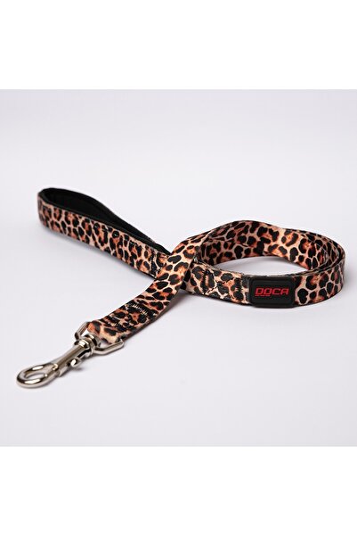 DOCA Leopar desenli köpek sevk kayışı ve gezdirme tasması