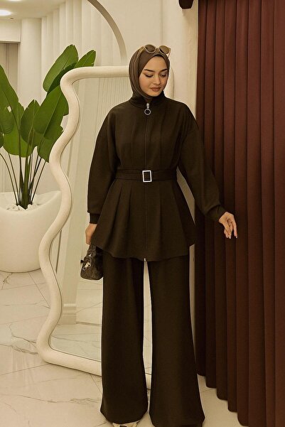 moda paketi Modal Fabric Belted 2-Piece Set